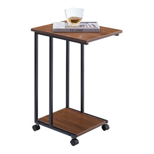 eden home modern wood & metal end c table for small spaces in walnut/black