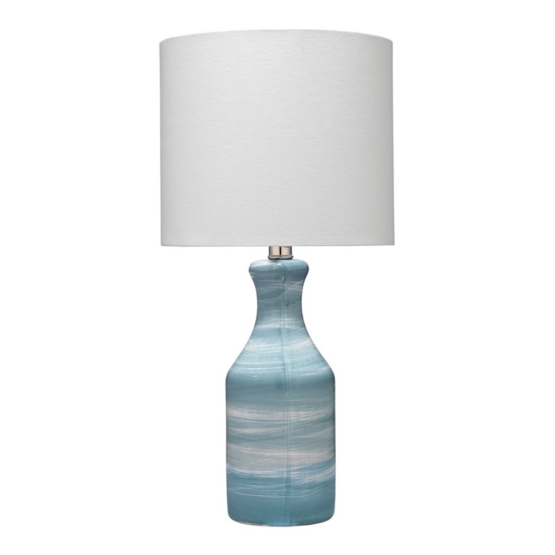 Eden Home Transitional Ceramic Table Lamp in Blue/White Swirl