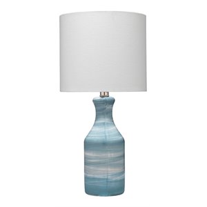 Eden Home Transitional Ceramic Table Lamp in Blue/White Swirl
