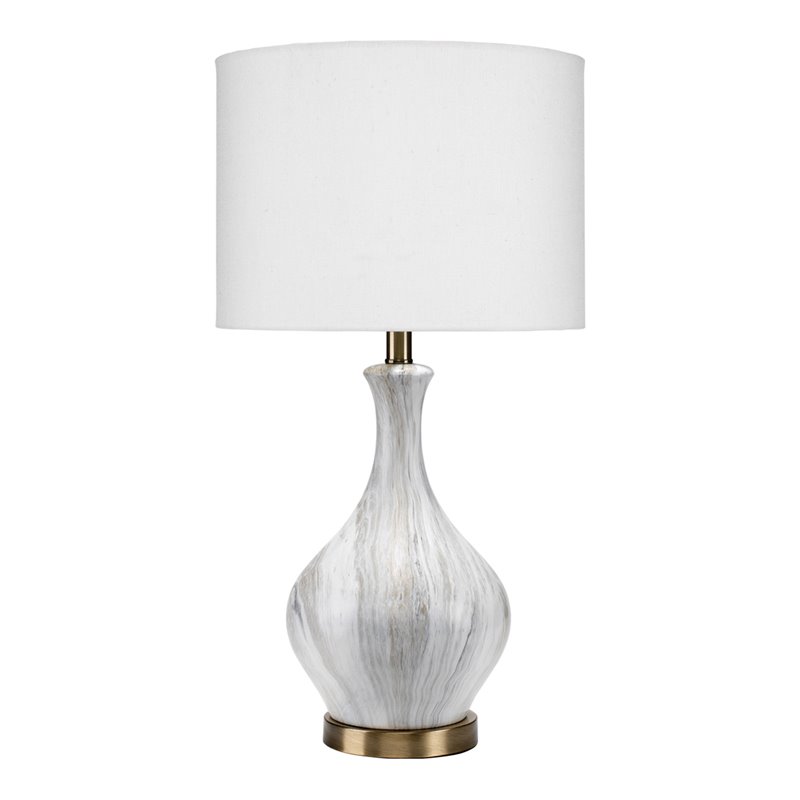 Eden Home 1-Light Transitional Ceramic Table Lamp in Gray/White