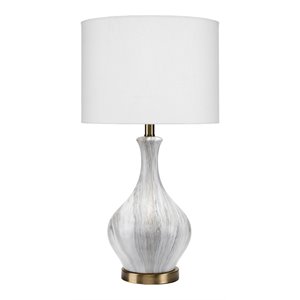 Eden Home 1-Light Transitional Ceramic Table Lamp in Gray/White
