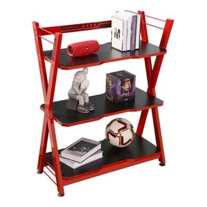 Eden Home Modern 3-Tier Wood & Metal Gaming Console Storage Shelf in Red