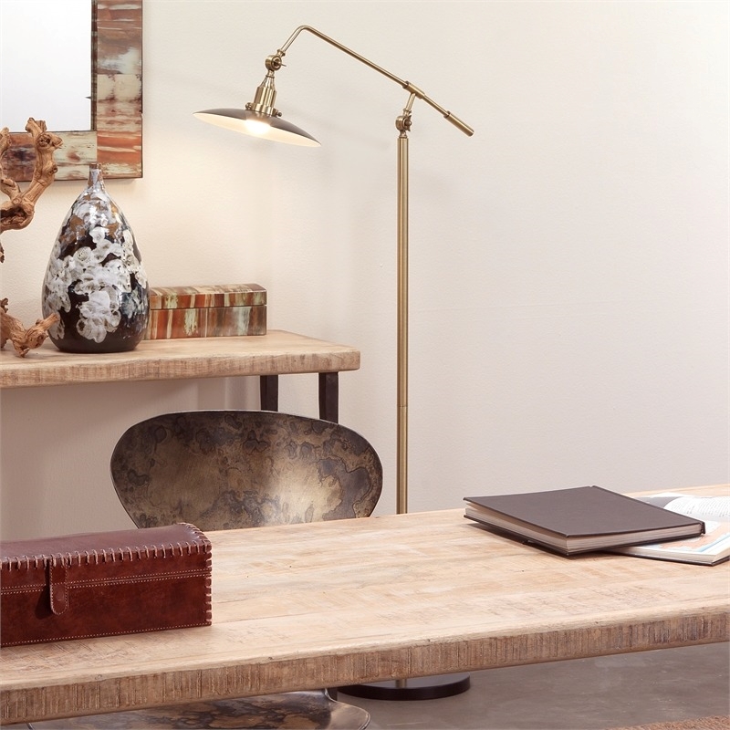 Eden Home 1-Light Modern Metal Floor Lamp with On/Off Floor Switch in Brass