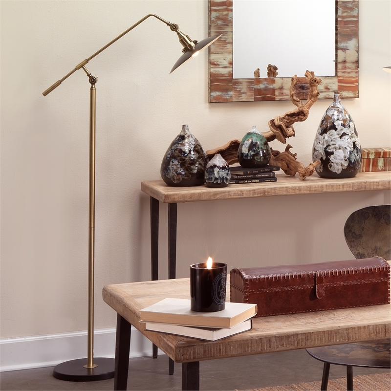Eden Home 1-Light Modern Metal Floor Lamp with On/Off Floor Switch in Brass