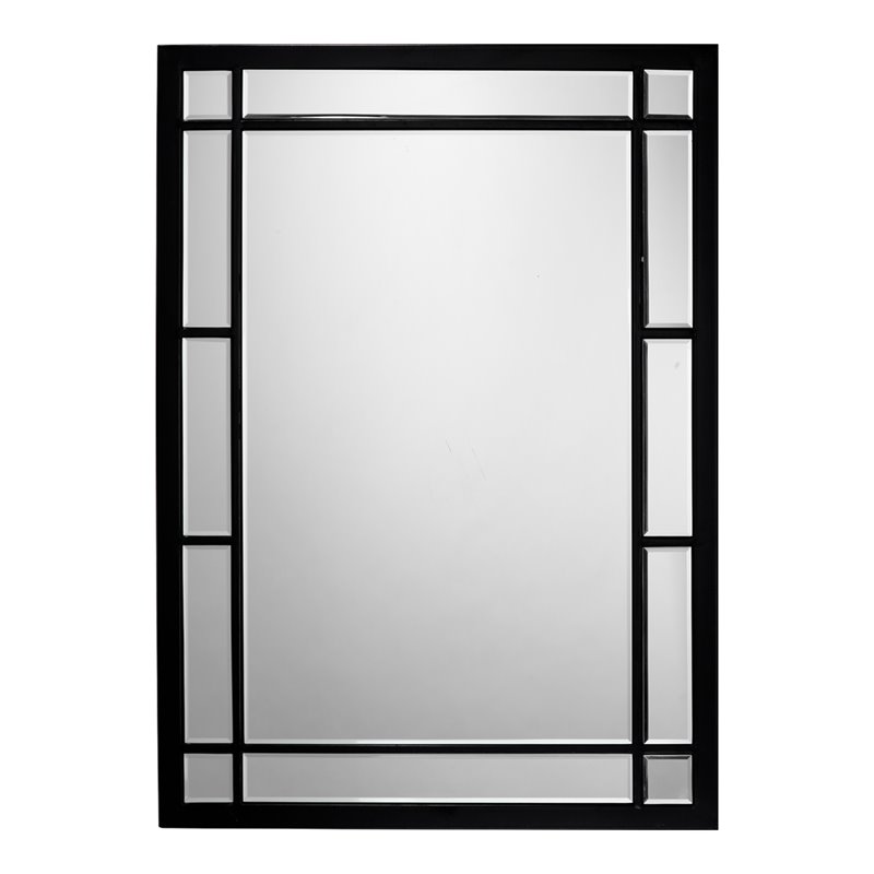 Eden Home Transitional Metal Extremely Versatile Grid Mirror in Black