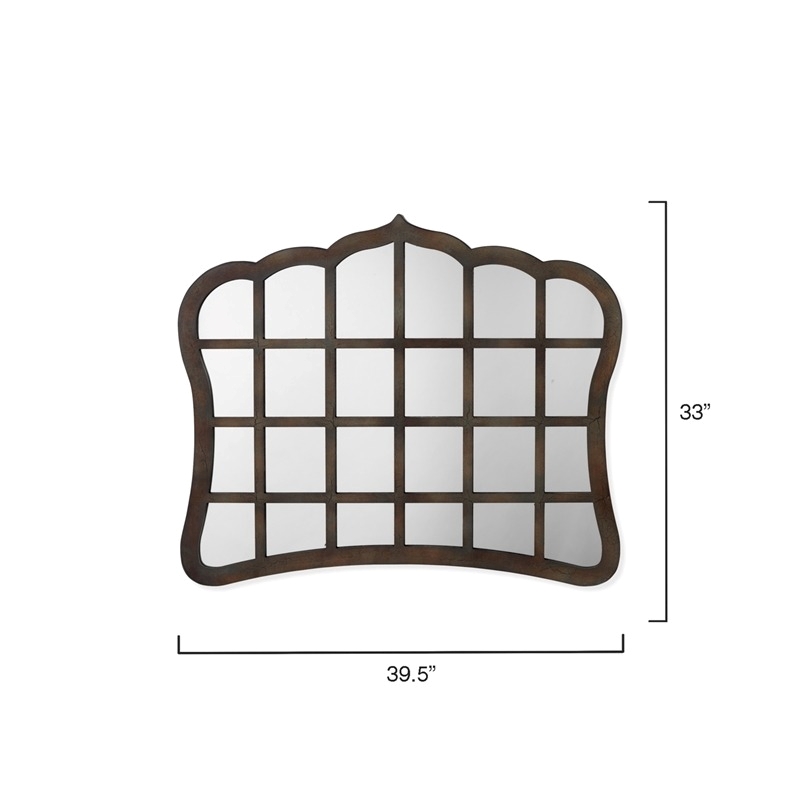 Eden Home Elegant and Rustic Wood Window Mirror in Dark Brown