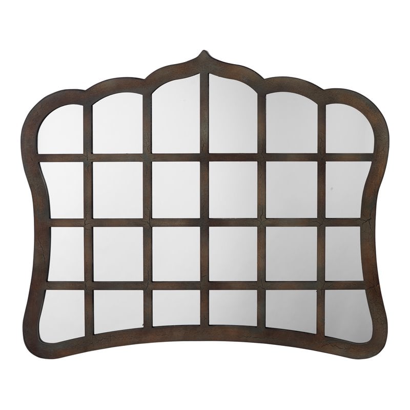 Eden Home Elegant and Rustic Wood Window Mirror in Dark Brown