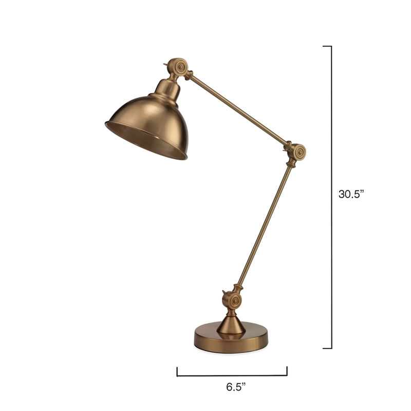 Eden Home 1-Light Traditional Metal Table Lamp with Adjustable Hood in Brass