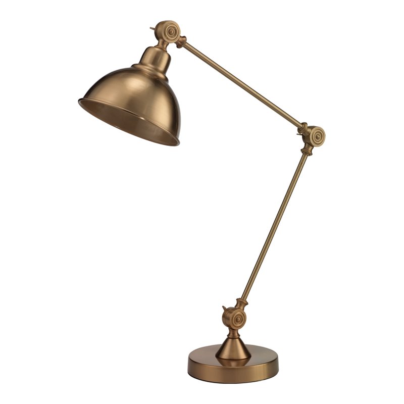 Eden Home 1-Light Traditional Metal Table Lamp with Adjustable Hood in Brass