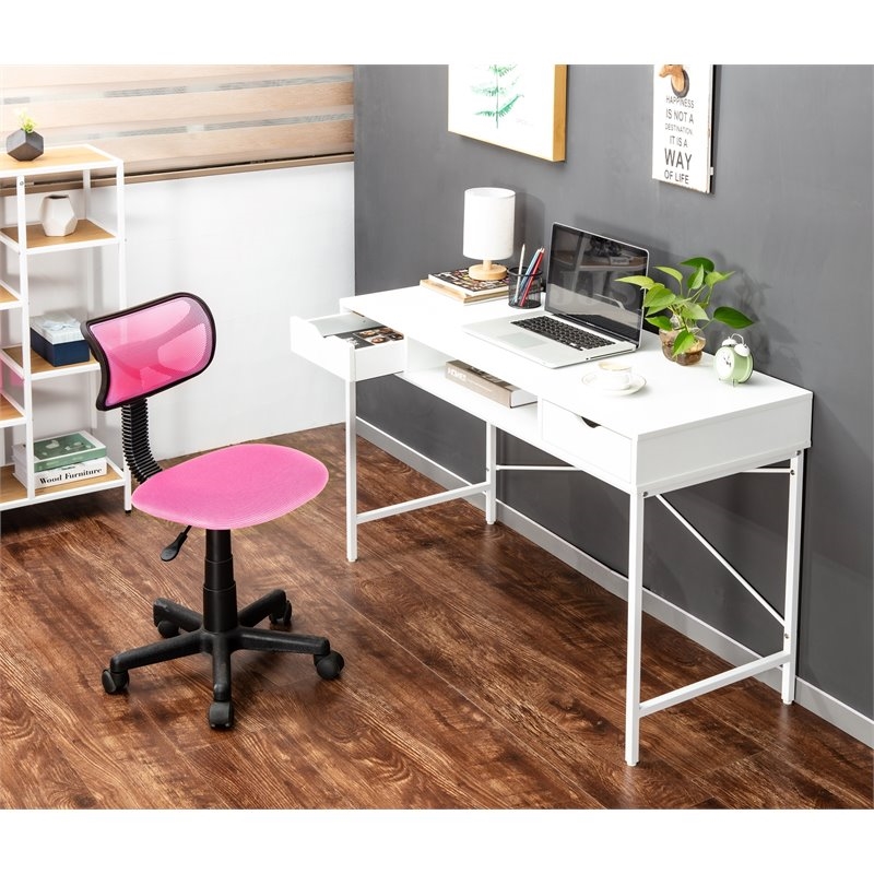 Eden Home Contemporary Wood Writing/Computer Desk with Drawers in White