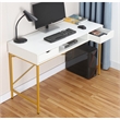 Eden Home Contemporary Wood Writing/Computer Desk with Drawers in White/Golden