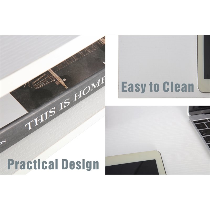 Eden Home Contemporary Wood Writing/Computer Desk with Drawers in White/Golden