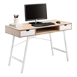 Eden Home Mid-Century Wood/Metal Home Office Writing/Computer Desk in White/Oak