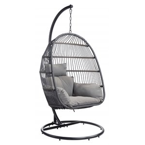 eden home modern hanging chair in gray