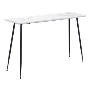 eden home modern steel and mdf console table in white finish