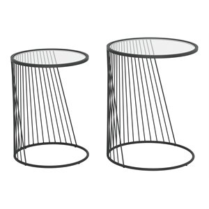 eden home modern steel and glass nesting tables set in black finish