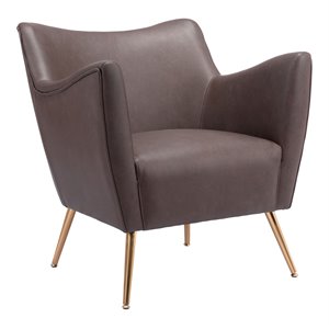eden home modern steel foam and polyurethane accent chair in espresso