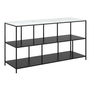 eden home modern iron marble and mdf console table in white and black