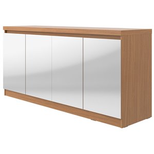 eden home modern wood buffet with mirror panel in maple cream
