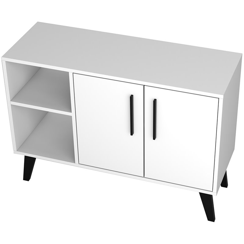 Eden Home 4-Shelf Mid-Century Engineered Wood Sideboard in White
