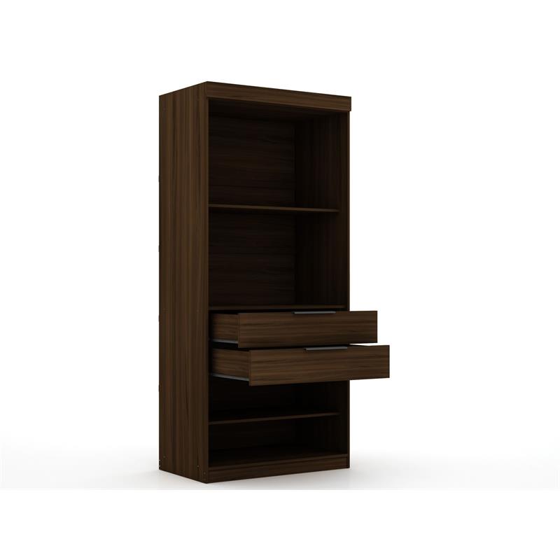 Eden Home Contemporary Wood Sectional Corner Wardrobe Closet in Brown