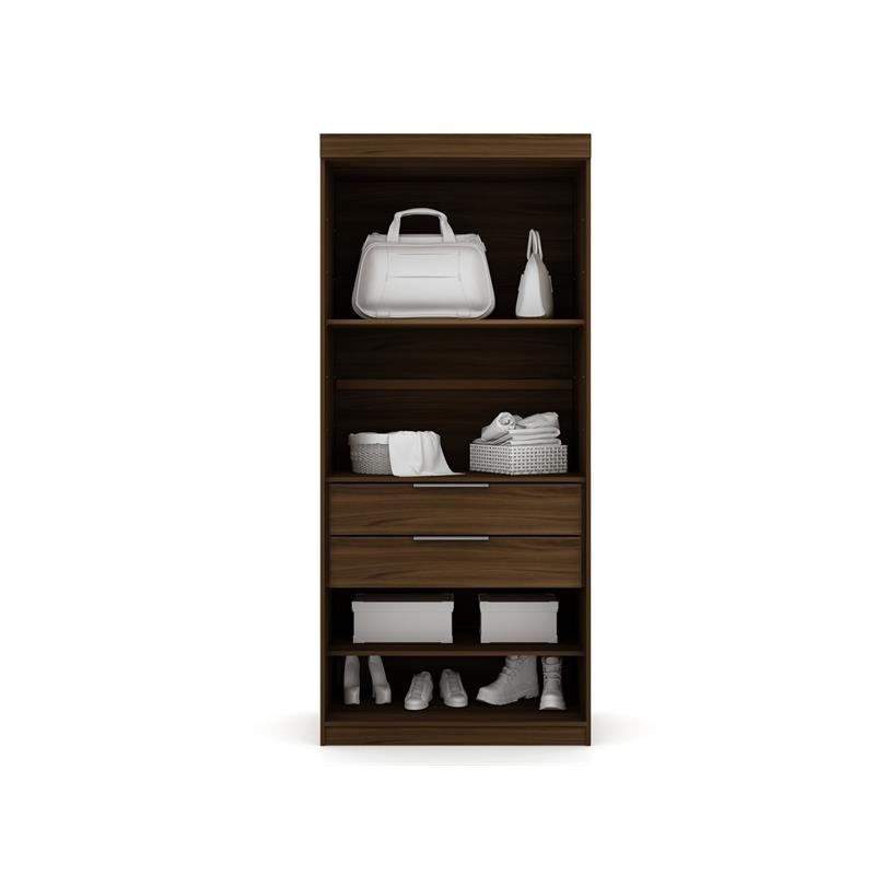 Eden Home Contemporary Wood Sectional Corner Wardrobe Closet in Brown