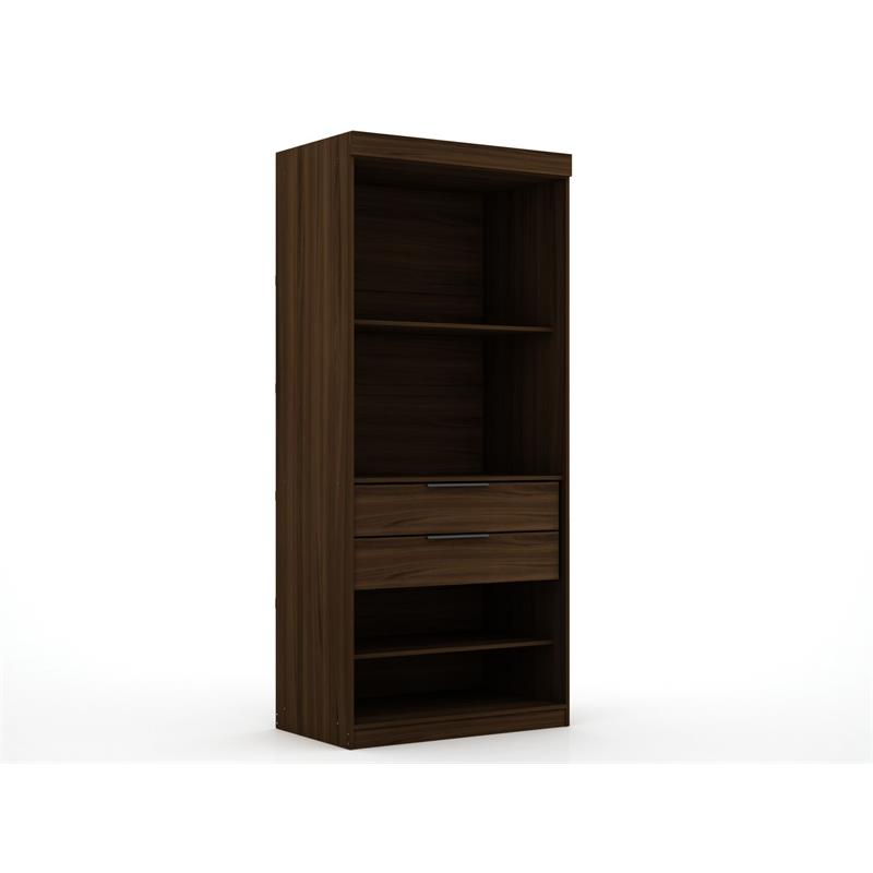Eden Home Contemporary Wood Sectional Corner Wardrobe Closet in Brown