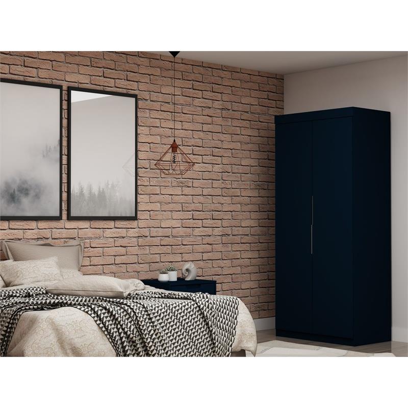 Eden Home Contemporary Wood Sectional Corner Wardrobe Closet in Blue