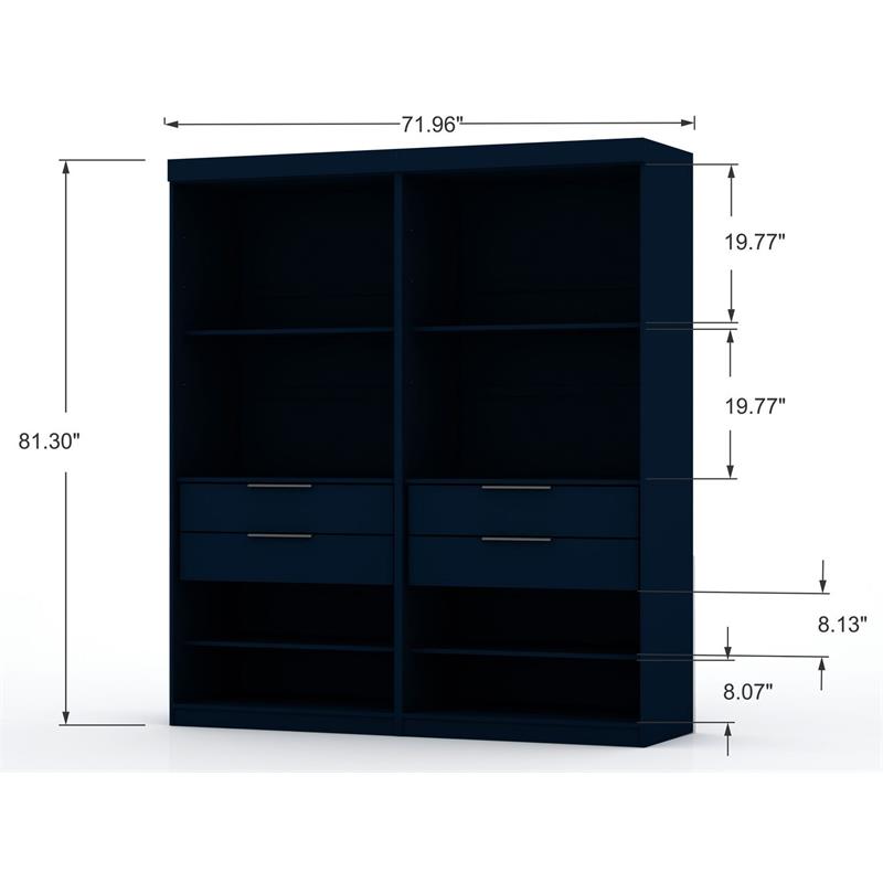 Eden Home 2-Piece Contemporary Wood Wardrobe Closet Set in Blue