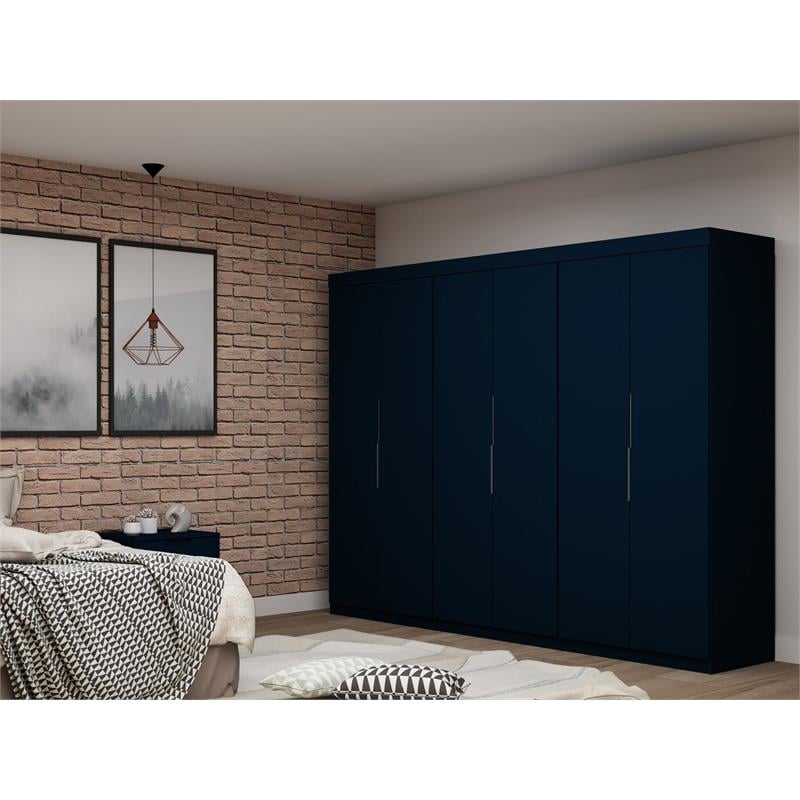 Eden Home 2-Piece Contemporary Wood Wardrobe Closet Set in Tatiana Midnight Blue