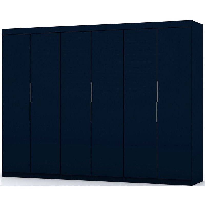Eden Home 2-Piece Contemporary Wood Wardrobe Closet Set in Tatiana Midnight Blue