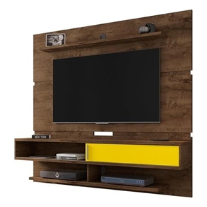 Eden Home 71&quot Modern Wood Floating Entertainment Center in Brown/Yellow