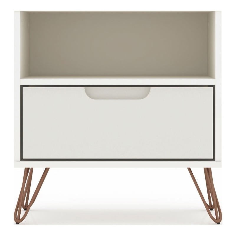 Eden Home 1-Drawer Transitional Engineered Wood Nightstand in Off White