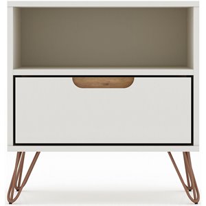 eden home wood modern glam nightstand in off white and nature