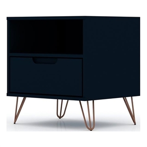 Eden Home Mid-Century Engineered Wood Nightstand in Midnight Blue