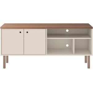 Eden Home Wood 54&quot Mid Century Modern TV Stand in Off White and Nature