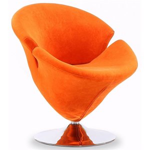 eden home mid-century modern velvet swivel accent chair in orange