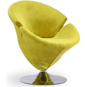 Eden Home Velvet & Metal Swivel Accent Chair in Green/Polished Chrome