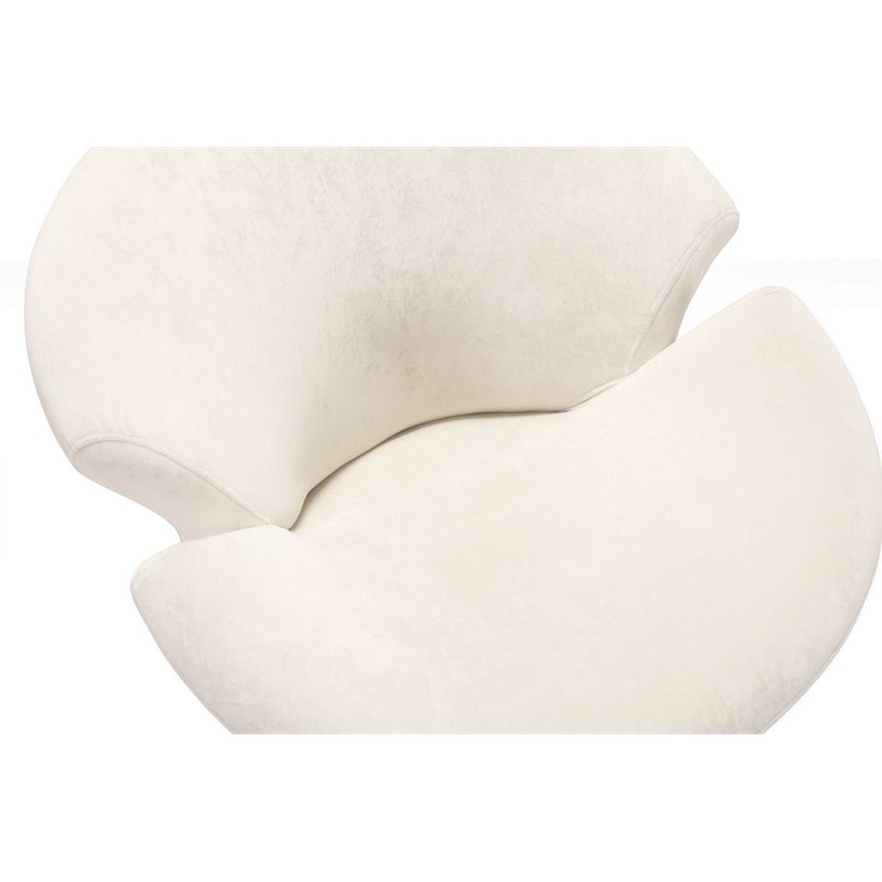 Eden Home Velvet & Metal Swivel Accent Chair in White/Polished Chrome