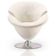Eden Home Velvet & Metal Swivel Accent Chair in White/Polished Chrome