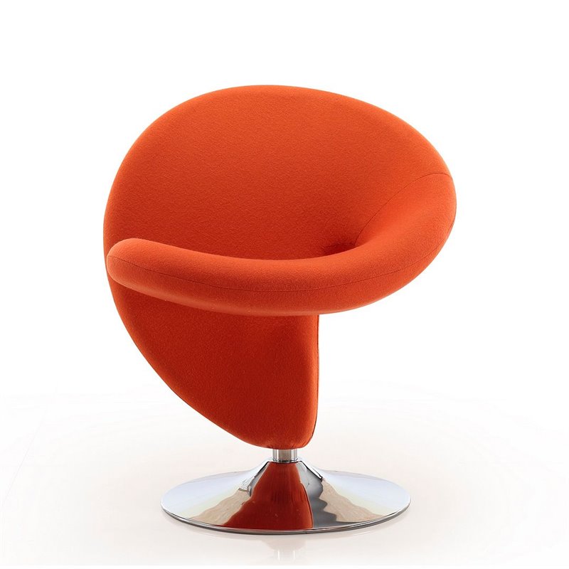 Eden Home Fabric & Metal Swivel Accent Chair in Orange/Chrome