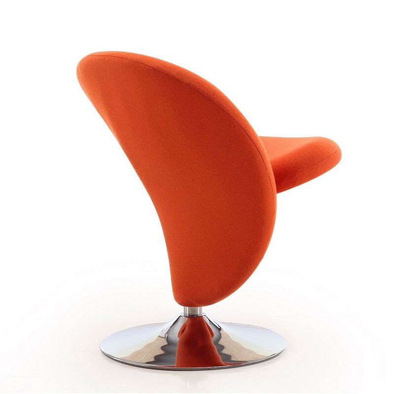 Eden Home Fabric & Metal Swivel Accent Chair in Orange/Chrome