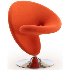 Eden Home Fabric & Metal Swivel Accent Chair in Orange/Chrome