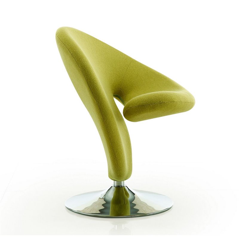 Eden Home Fabric & Metal Swivel Accent Chair in Green/Polished Chrome