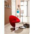 Eden Home Fabric & Metal Swivel Accent Chair in Red/Polished Chrome
