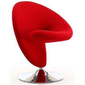Eden Home Fabric & Metal Swivel Accent Chair in Red/Polished Chrome