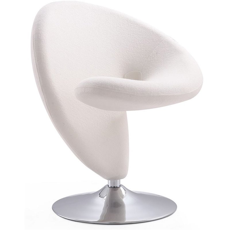 Eden Home Fabric & Metal Swivel Accent Chair in Cream/Polished Chrome