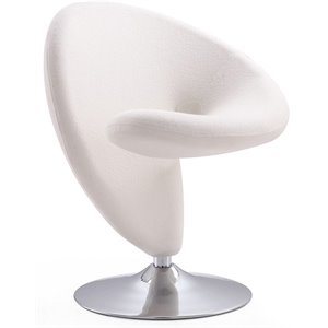 Eden Home Fabric & Metal Swivel Accent Chair in Cream/Polished Chrome