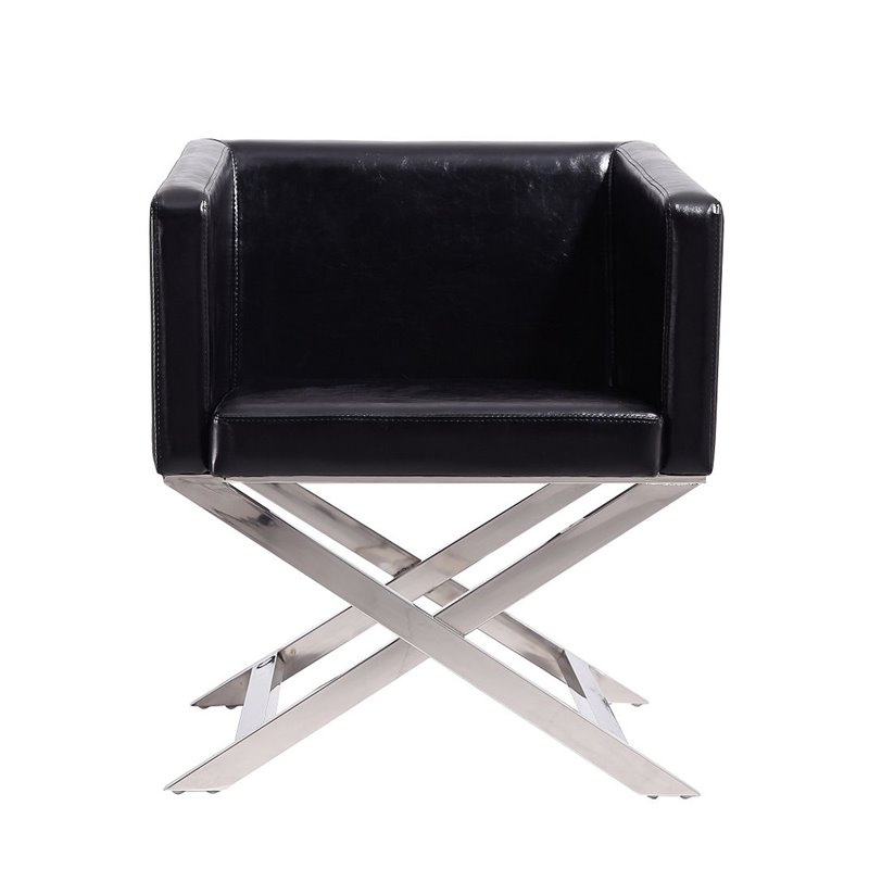 Eden Home Contemporary Faux Leather Accent Lounge Chair in Black