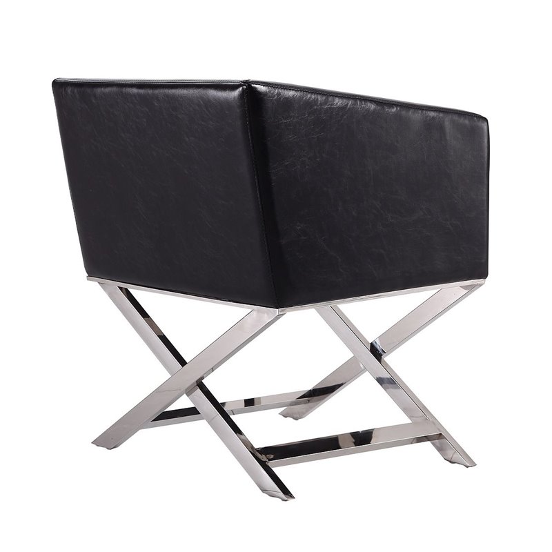Eden Home Contemporary Faux Leather Accent Lounge Chair in Black